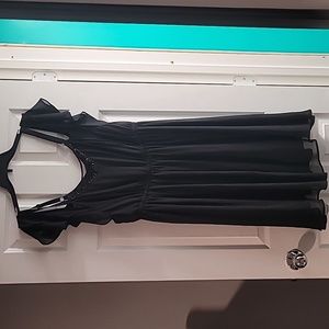 Black cold shoulder dress